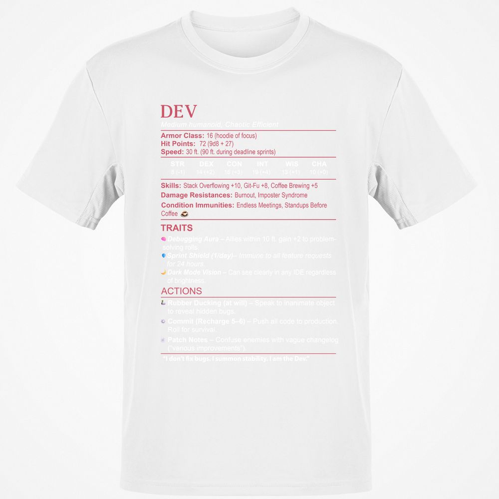 DEV Stats Classic Unisex T-Shirt - White - 12