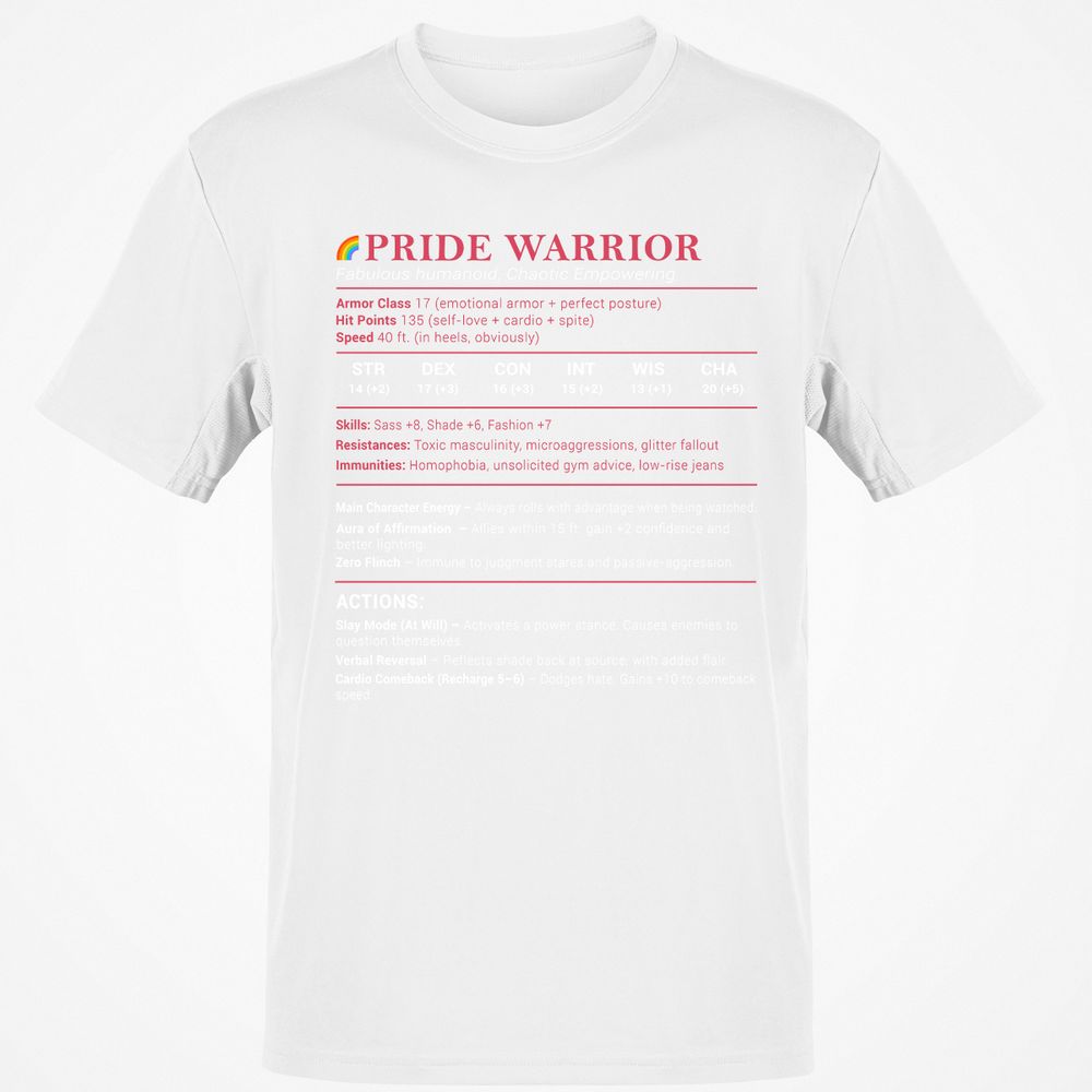 Pride Warrior Stats Classic Unisex T-Shirt - White - 12