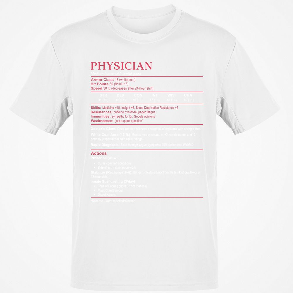Physician Stats Classic Unisex T-Shirt - White - 12