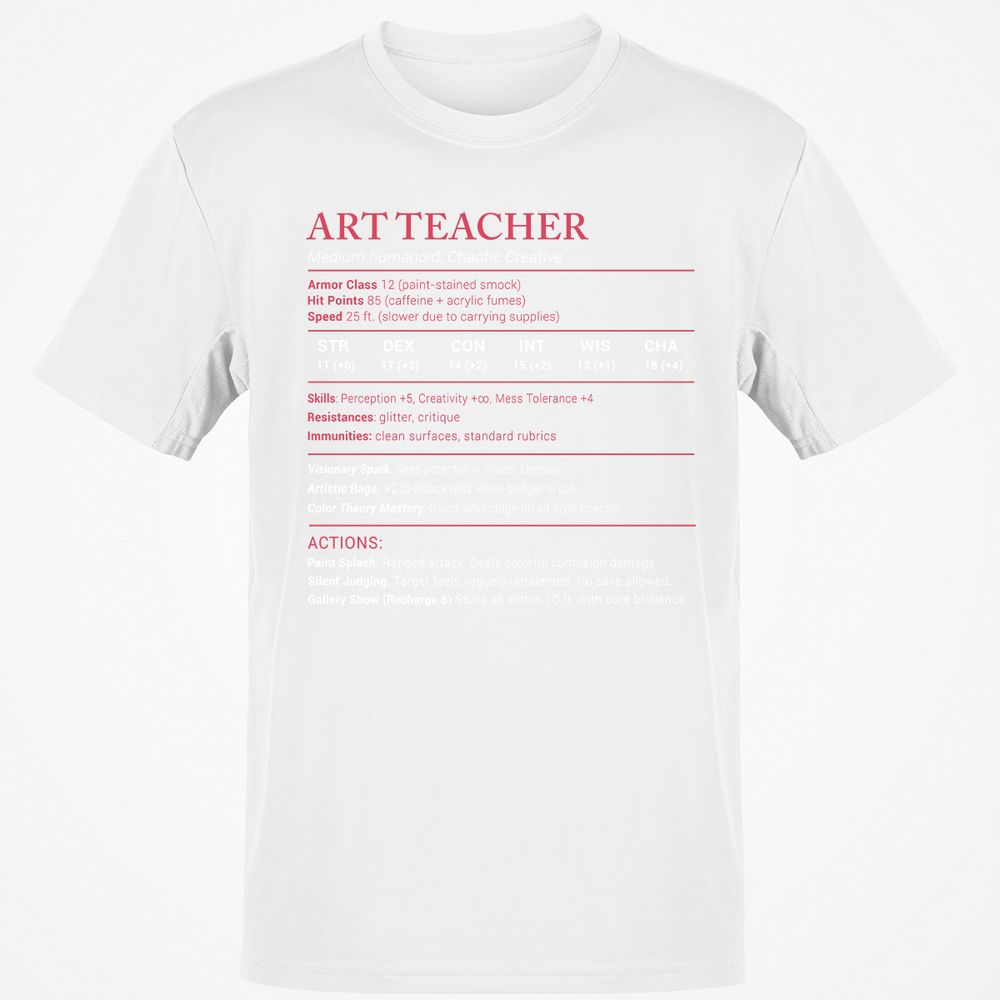 Art Teacher Stats Classic Unisex T-Shirt - White - 12