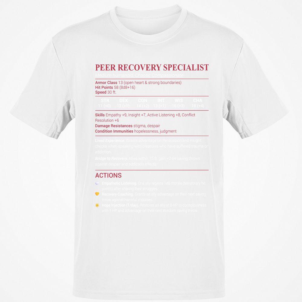 Peer Recovery Specialist Classic Unisex T-Shirt - White - 12