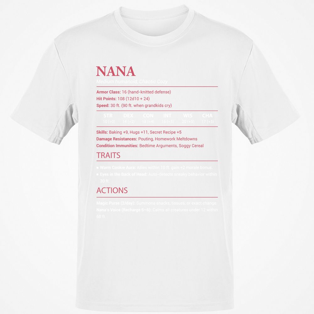 Nana Stats Classic Unisex T-Shirt - White - 12