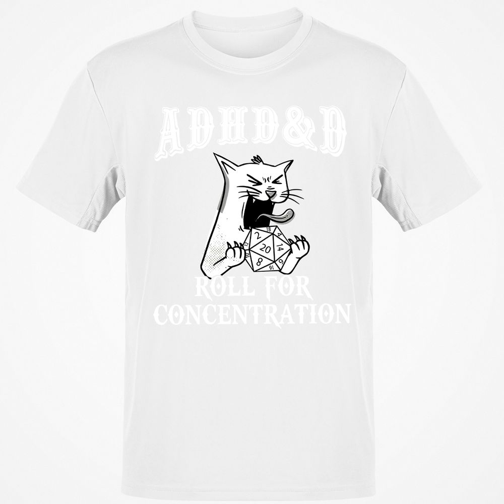 Cat ADHD&D Roll For Concentration Classic Unisex T-Shirt - White - 12