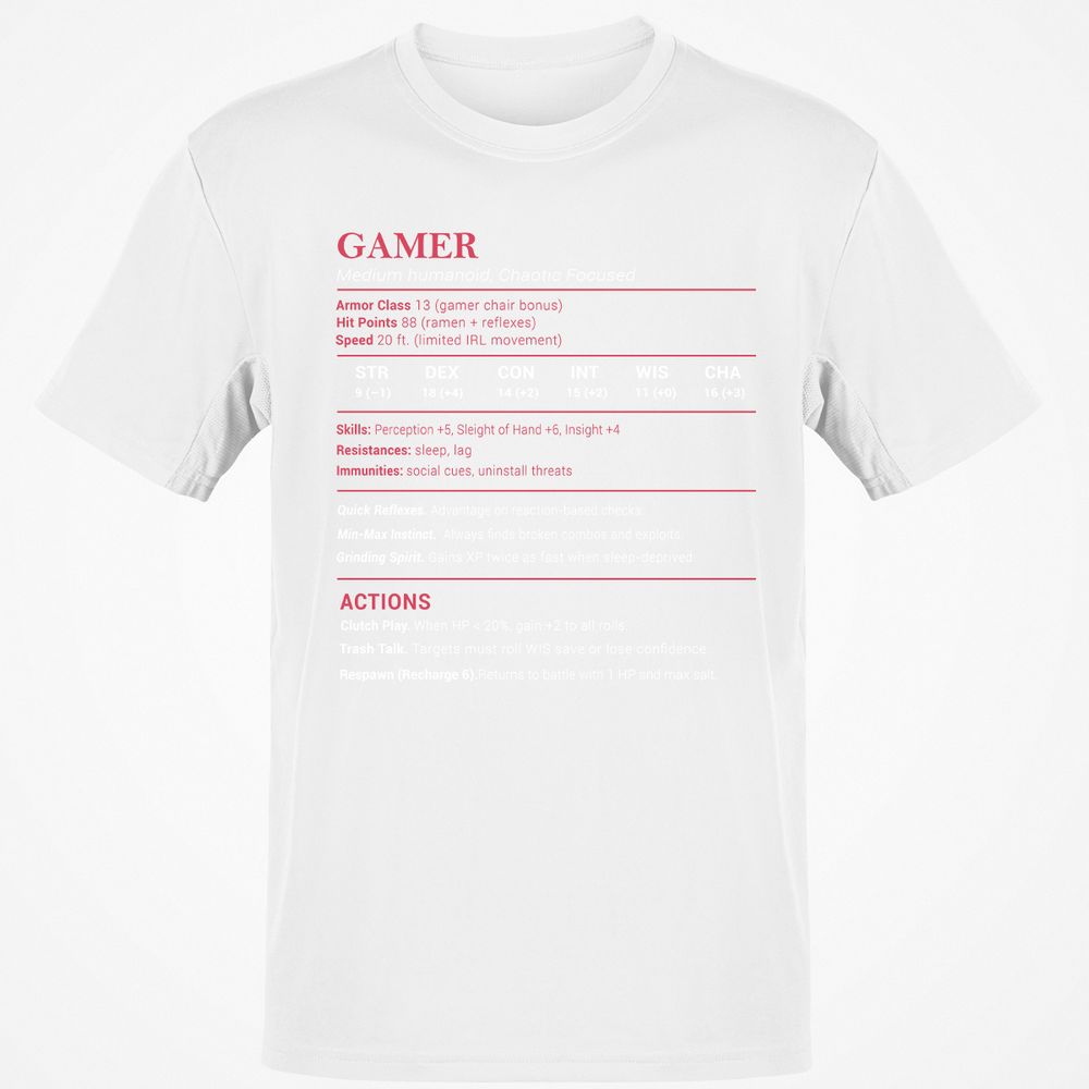 Gamer Stats Classic Unisex T-Shirt - White - 12