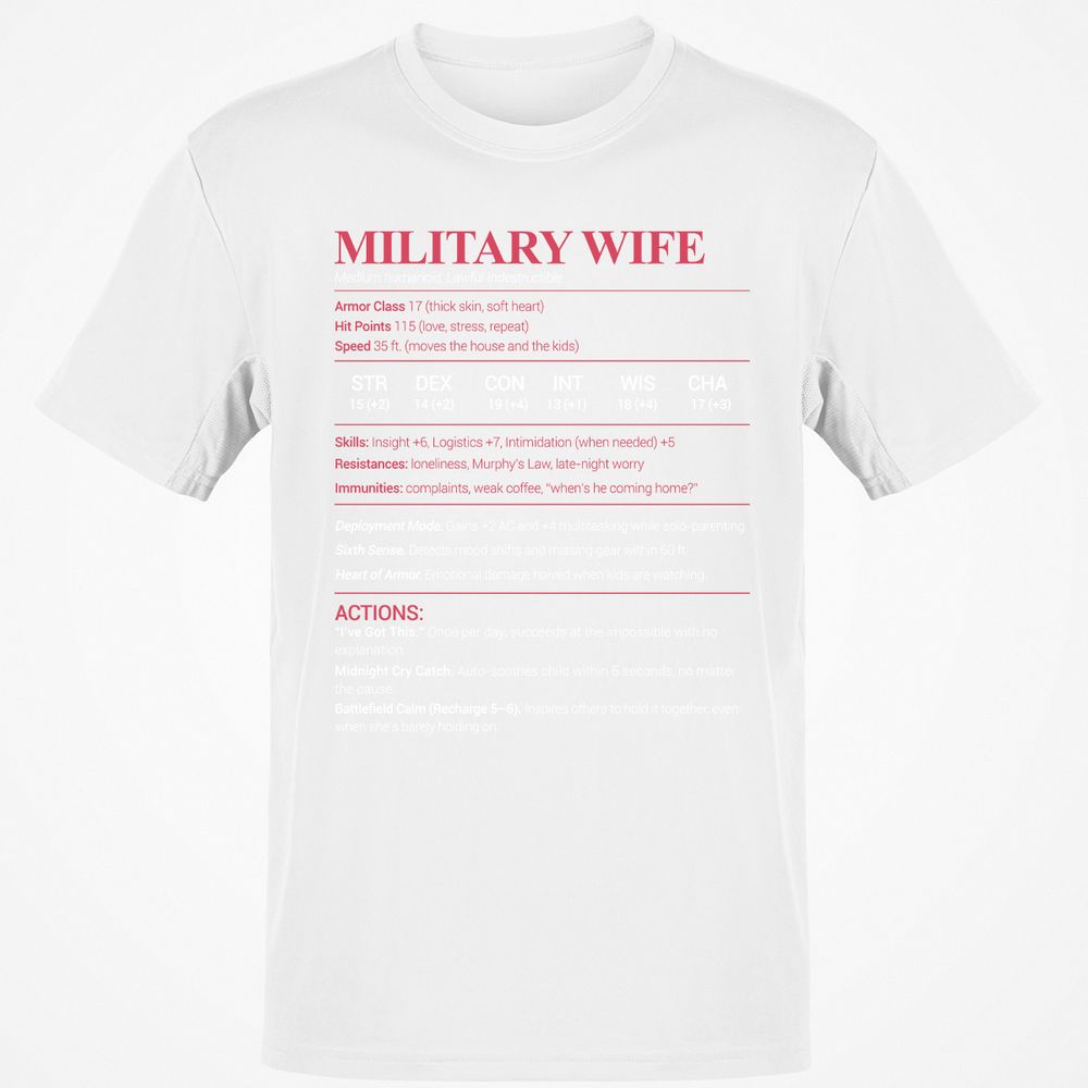Military Wife Stats Classic Unisex T-Shirt - White - 12