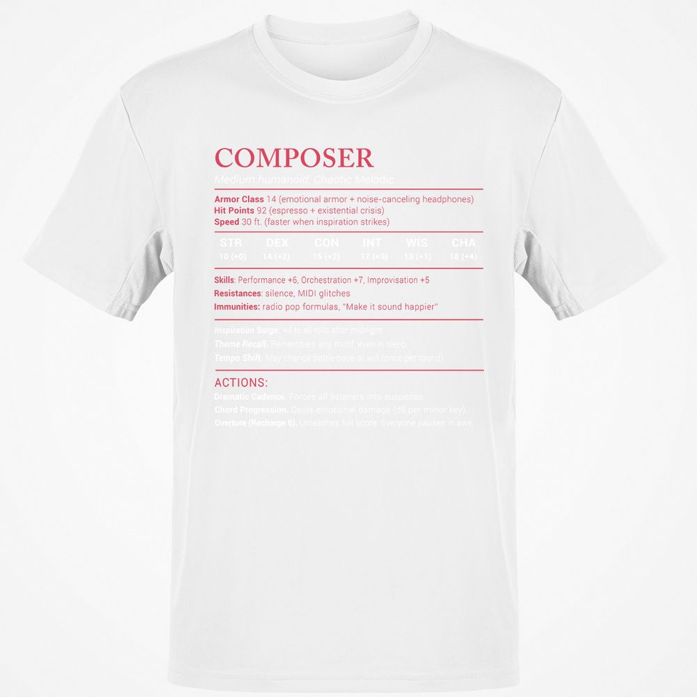 Composer Stats Classic Unisex T-Shirt - White - 12