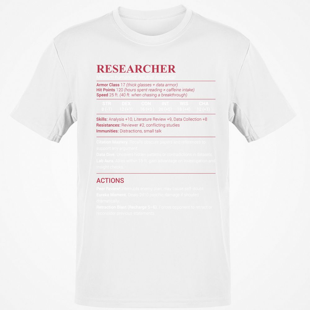Researcher Stats Classic Unisex T-Shirt - White - 12