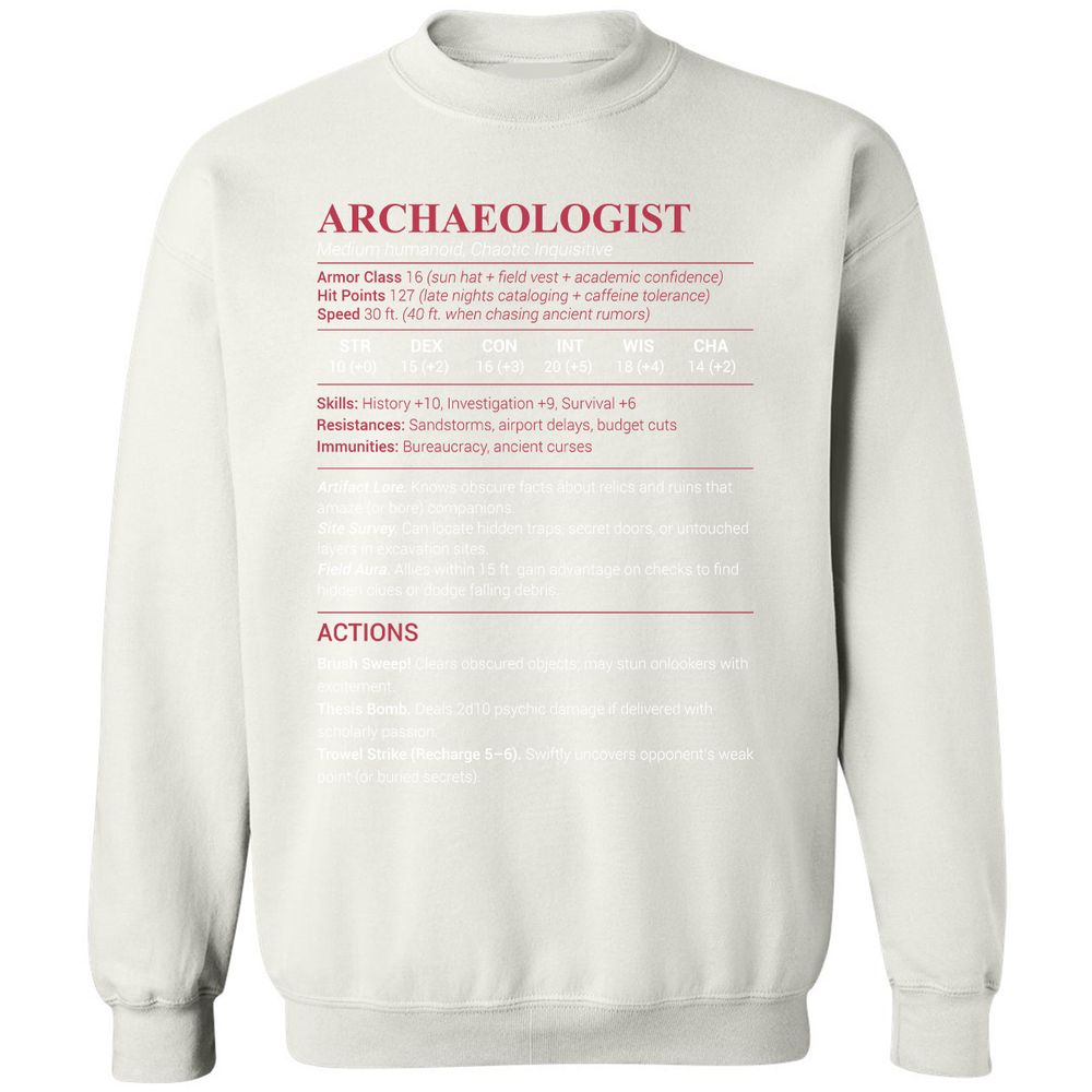ARCHAEOLOGIST Classic Unisex Sweatshirt - White - 12