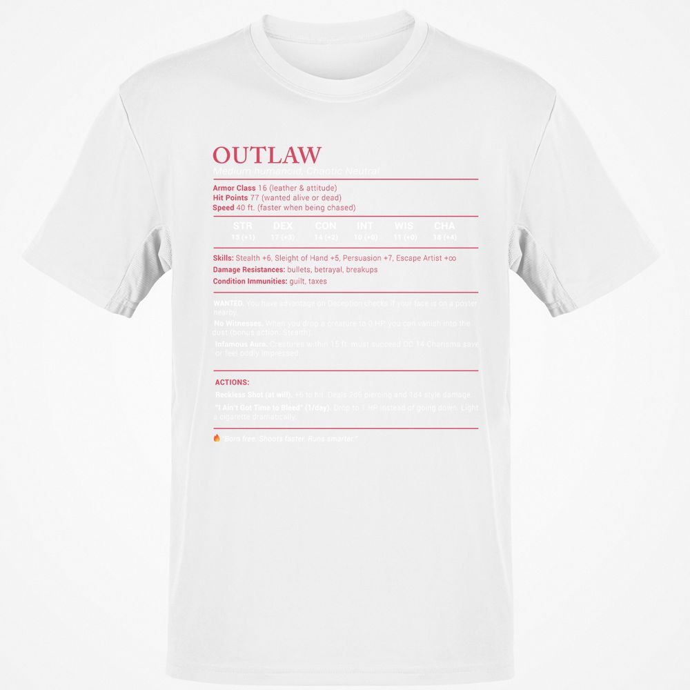 Outlaw Stats Classic Unisex T-Shirt - White - 12