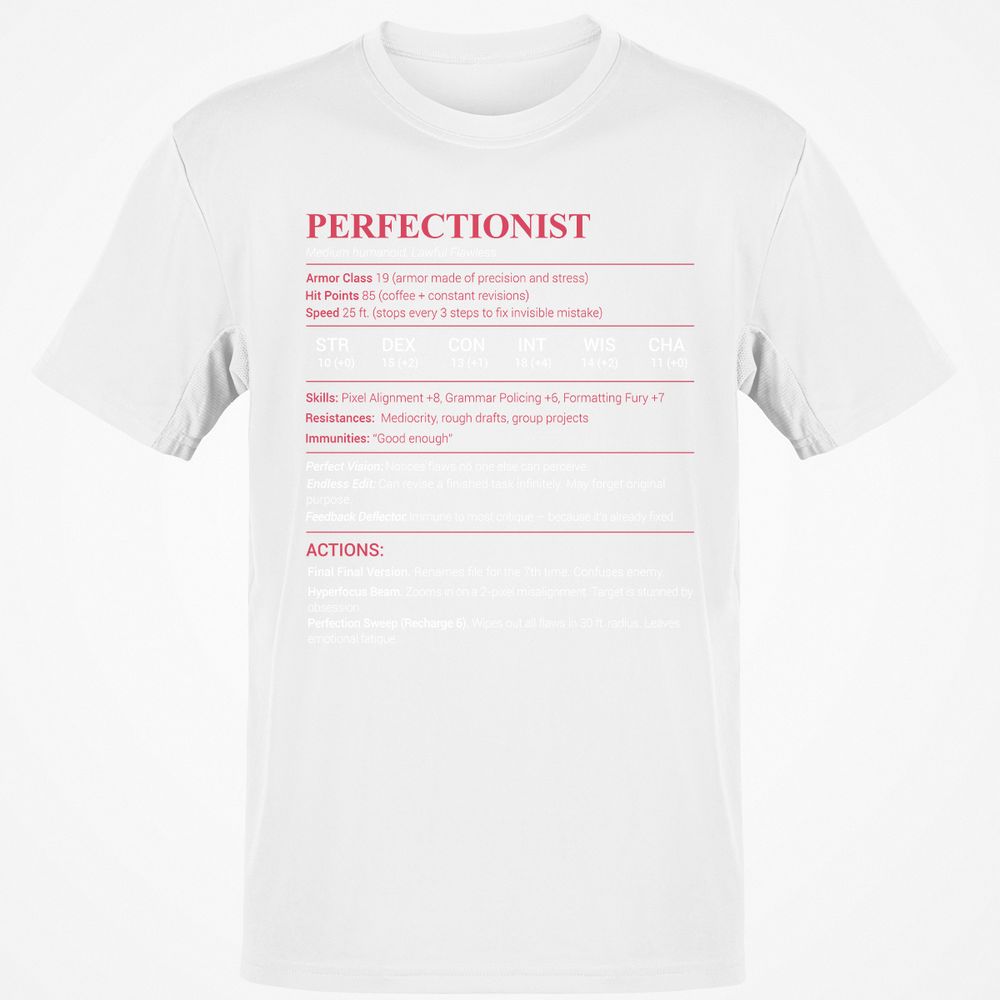 Perfectionist Stats Classic Unisex T-Shirt - White - 12