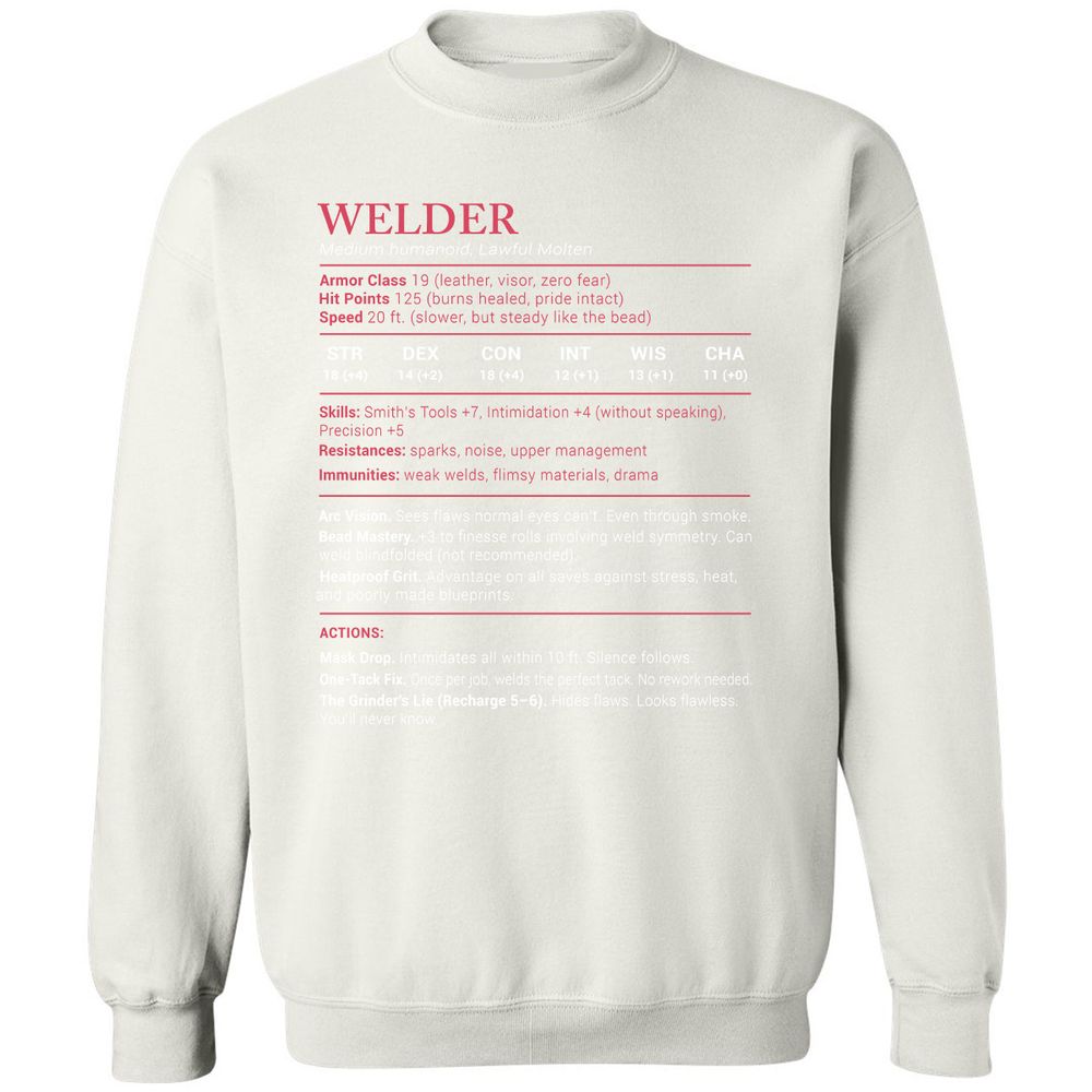 Welder Stats Classic Unisex Sweatshirt - White - 12