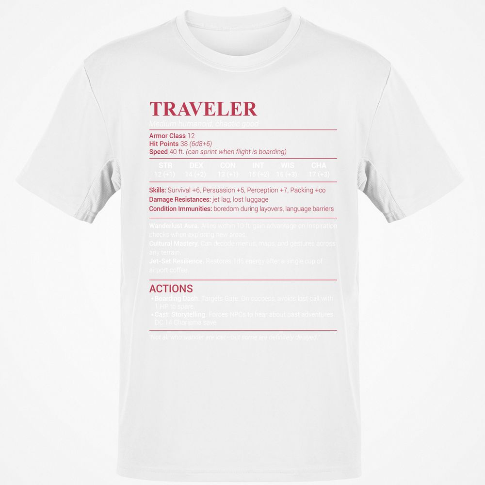 Traveler Classic Unisex T-Shirt - White - 12