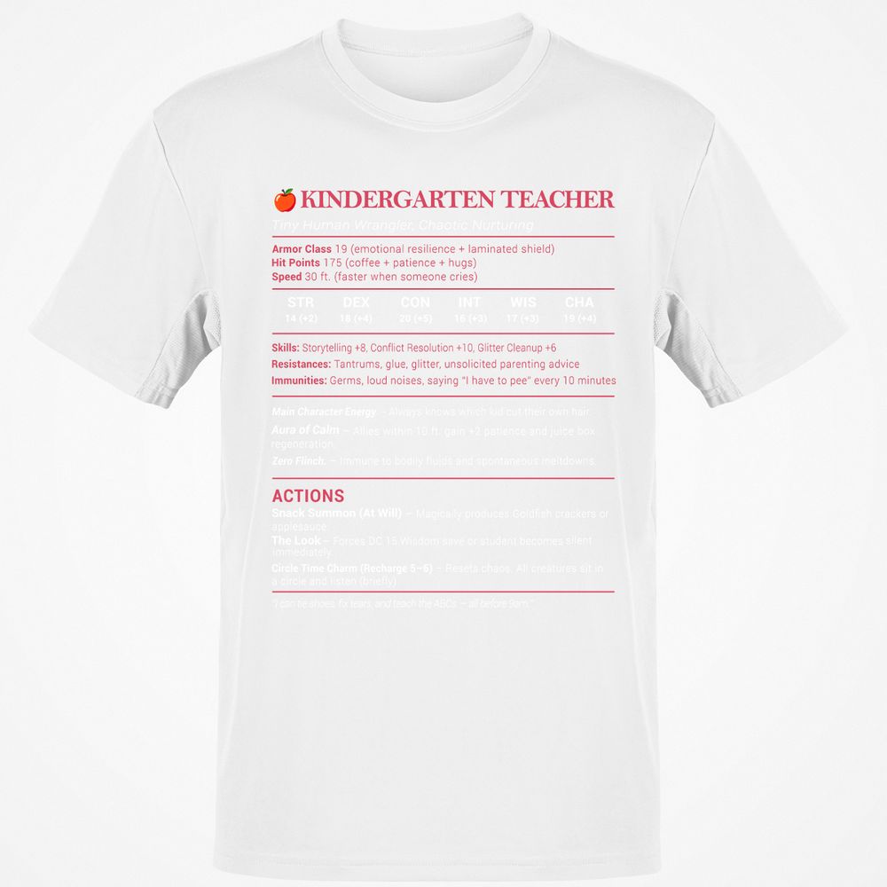 Kindergarten Teacher Stats Classic Unisex T-Shirt - White - 12