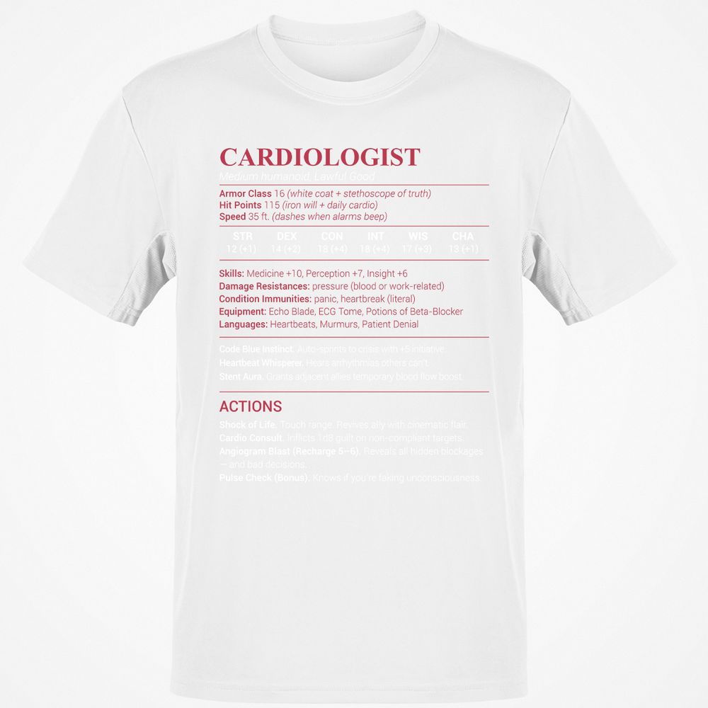 Cardiologist Stats Classic Unisex T-Shirt - White - 12