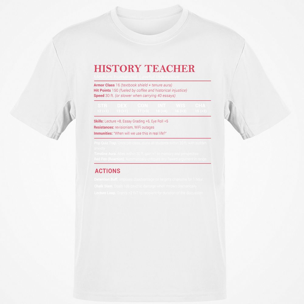 History Teacher Classic Unisex T-Shirt - White - 12