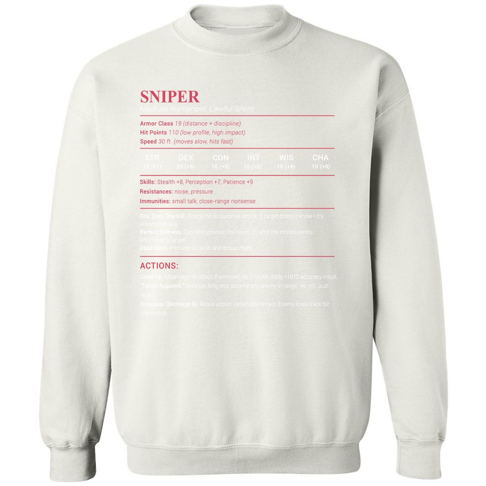 Sniper Stats Classic Unisex Sweatshirt - White - 12