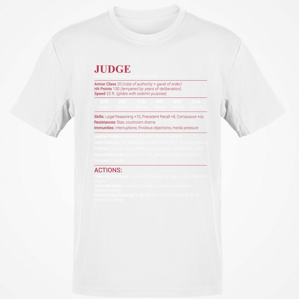 Judge Stats Classic Unisex T-Shirt - White - 12