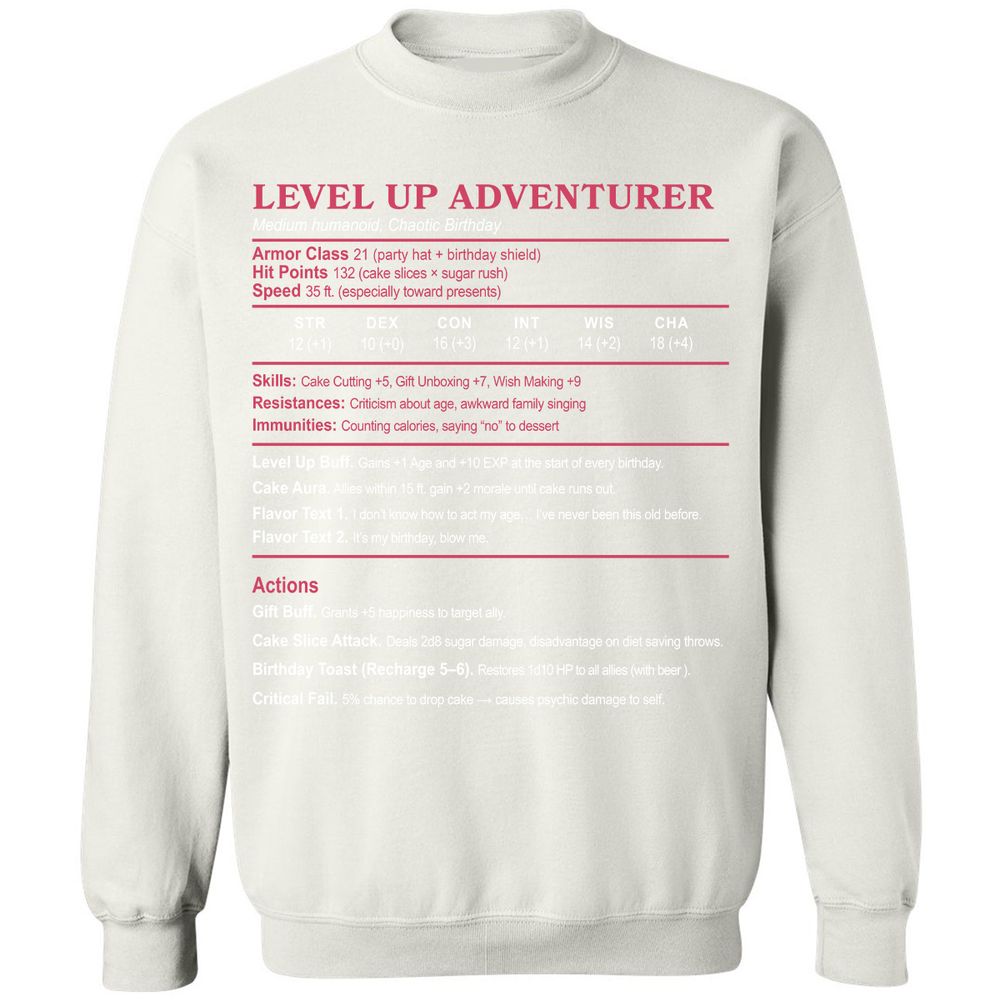 Level Up Adventurer Classic Unisex Sweatshirt - White - 12