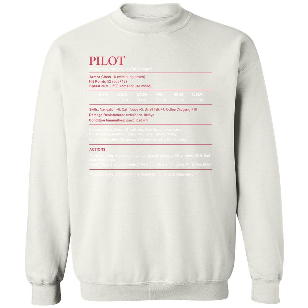 Pilot Stats Classic Unisex Sweatshirt - White - 12