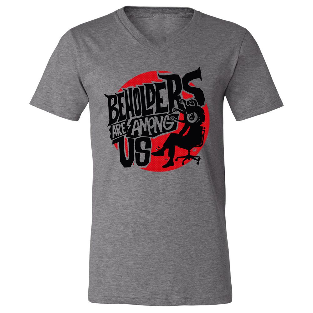 Beholders Are Among Us Unisex V-Neck T-Shirt - Deep Heather - 13