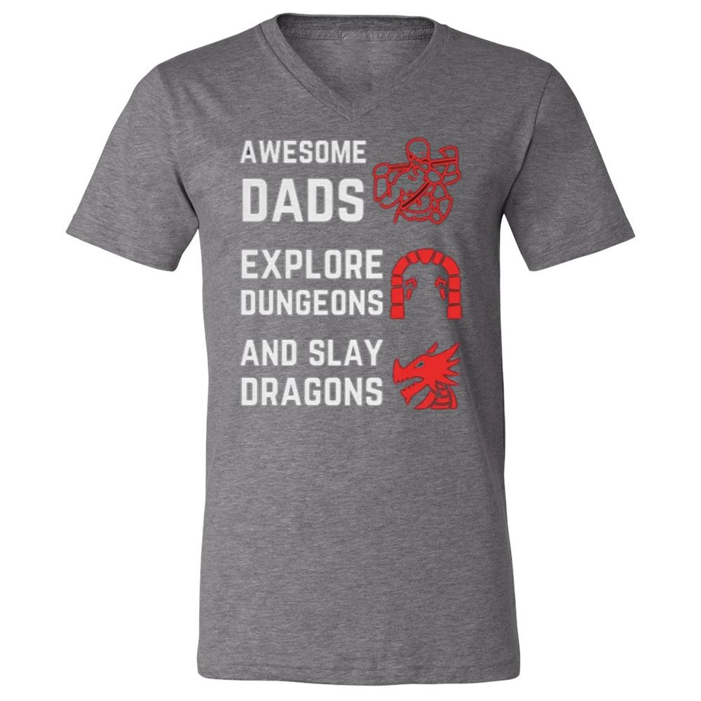 Awesome Dad Fathers Day Unisex V-Neck T-Shirt - Deep Heather - 13