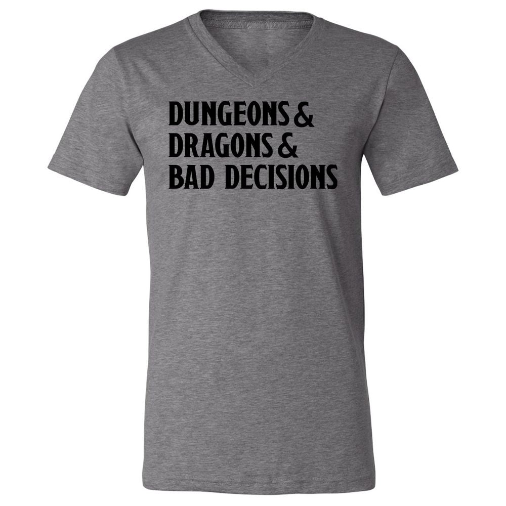 Bad Decisions Unisex V-Neck T-Shirt - Deep Heather - 13
