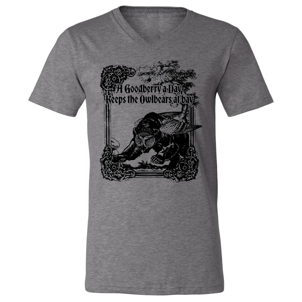 A Goodberry A Day Keeps The Owlbears At Bay Unisex V-Neck T-Shirt - Deep Heather - 13