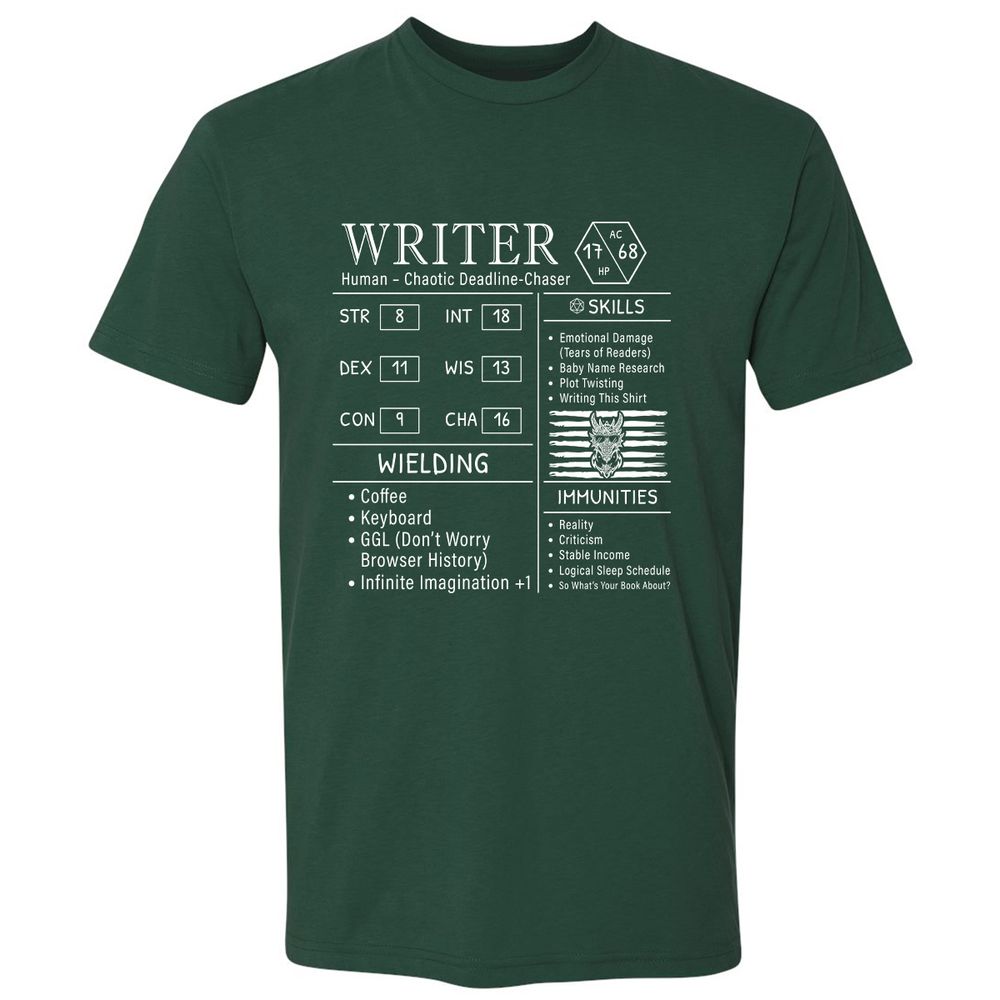 Writer Stats New Premium Unisex T-Shirt - Forest Green - 13