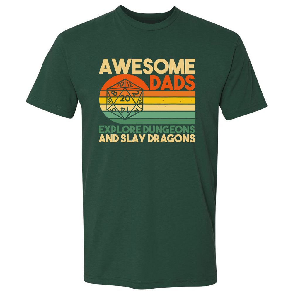 Awesome Dads Explore Dungeons Premium Unisex T-Shirt - Forest Green - 13