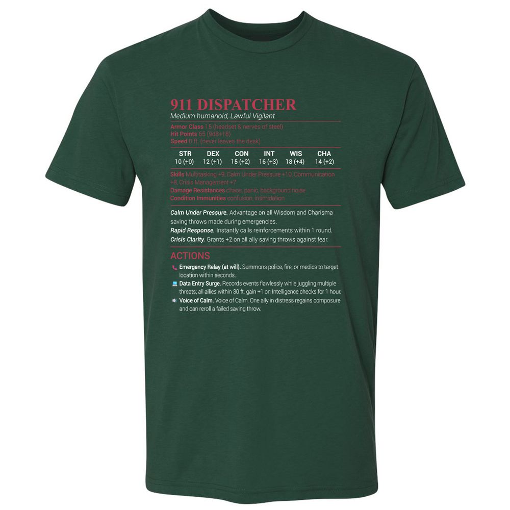 911 Dispatcher Premium Unisex T-Shirt - Forest Green - 13