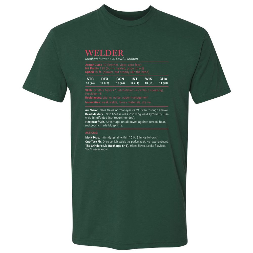 Welder Stats Premium Unisex T-Shirt - Forest Green - 13
