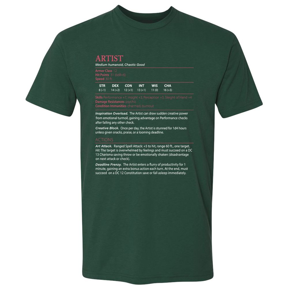 Artist Stats Premium Unisex T-Shirt - Forest Green - 13