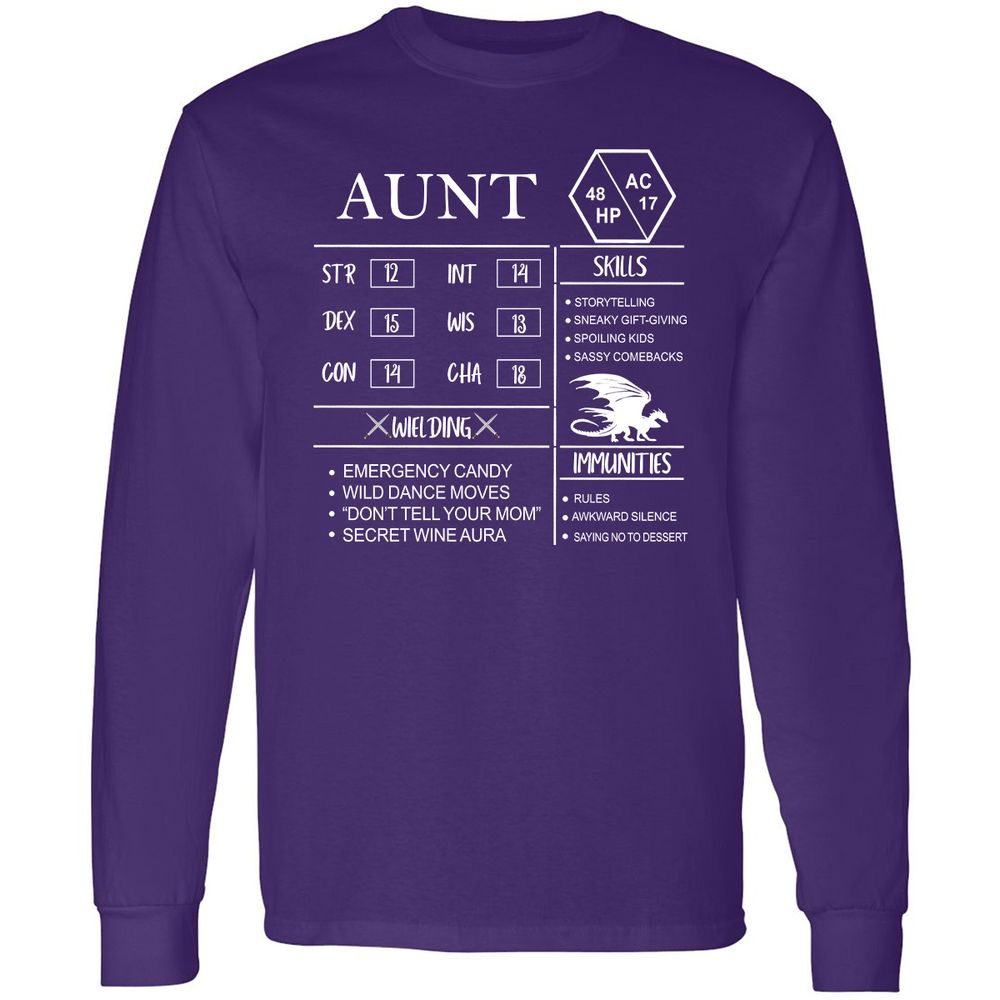 Aunt Stats Long Sleeve T-Shirt - Purple - 13