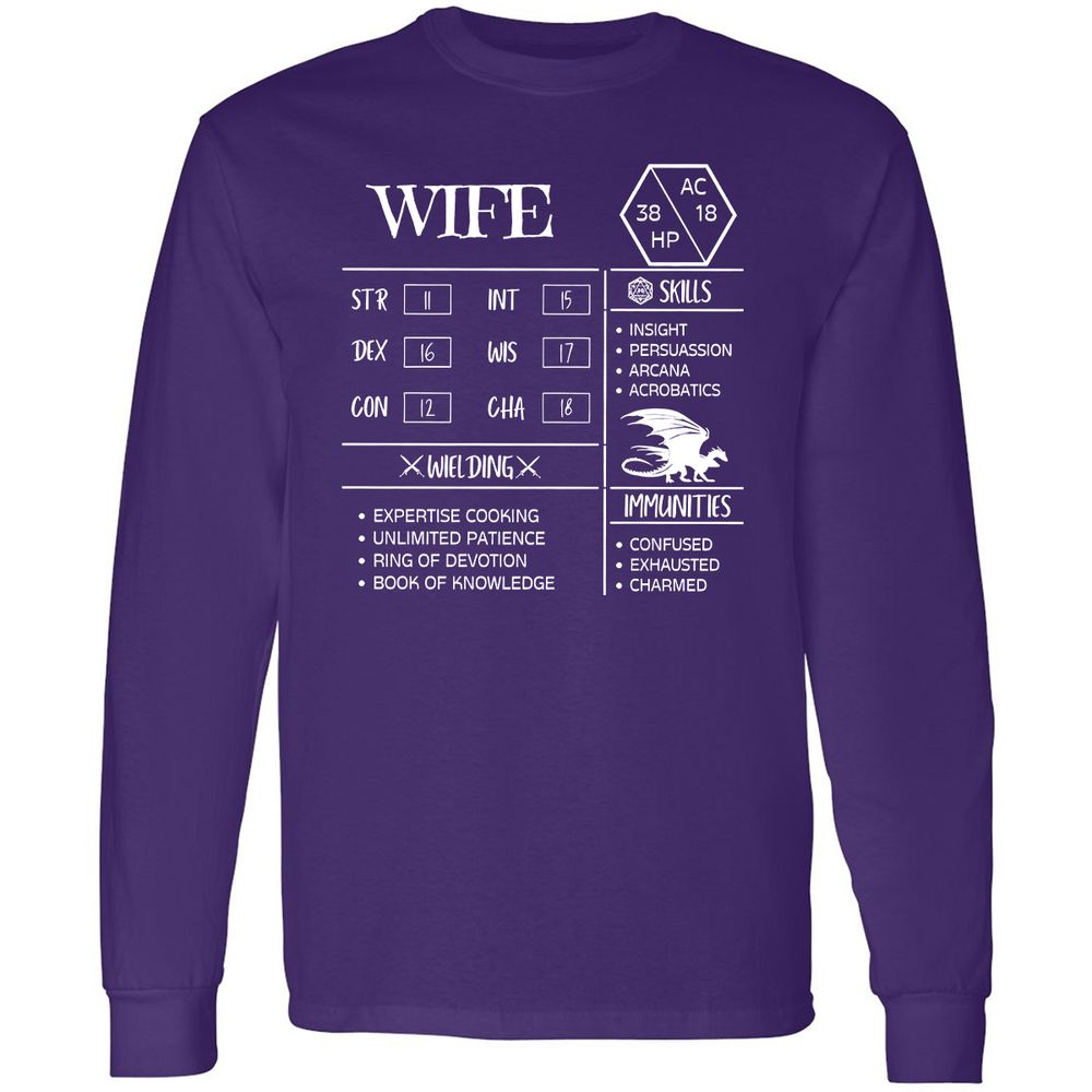 Wife Stats 2 Long Sleeve T-Shirt - Purple - 13