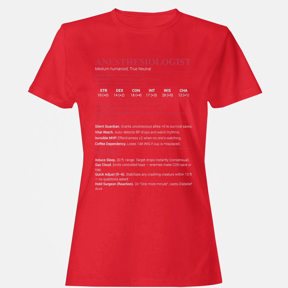 Anesthesiologist Stats Women's T-Shirt - Red - 13