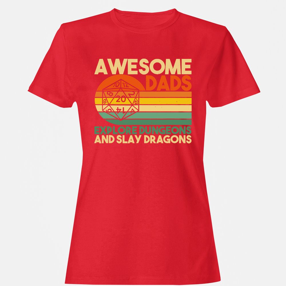 Awesome Dads Explore Dungeons Women's T-Shirt - Red - 13