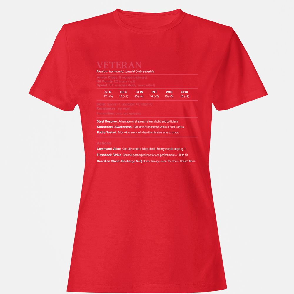 Veteran Stats Women's T-Shirt - Red - 13