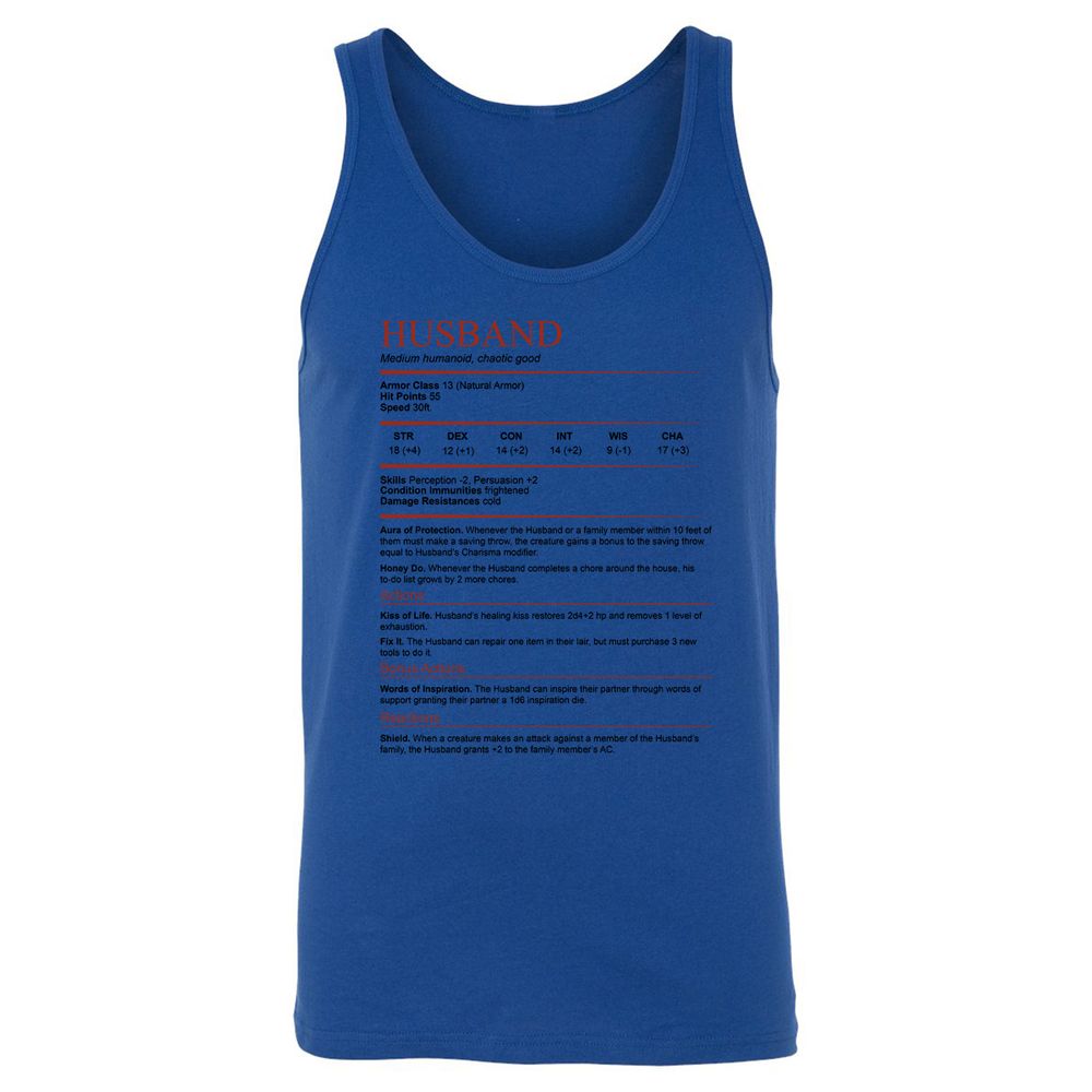 Husband White Unisex Jersey Tank - True Royal - 13