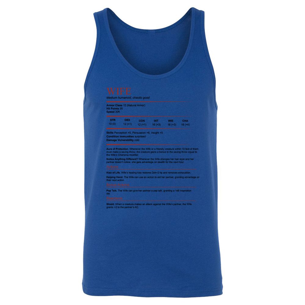 Wife White Unisex Jersey Tank - True Royal - 13