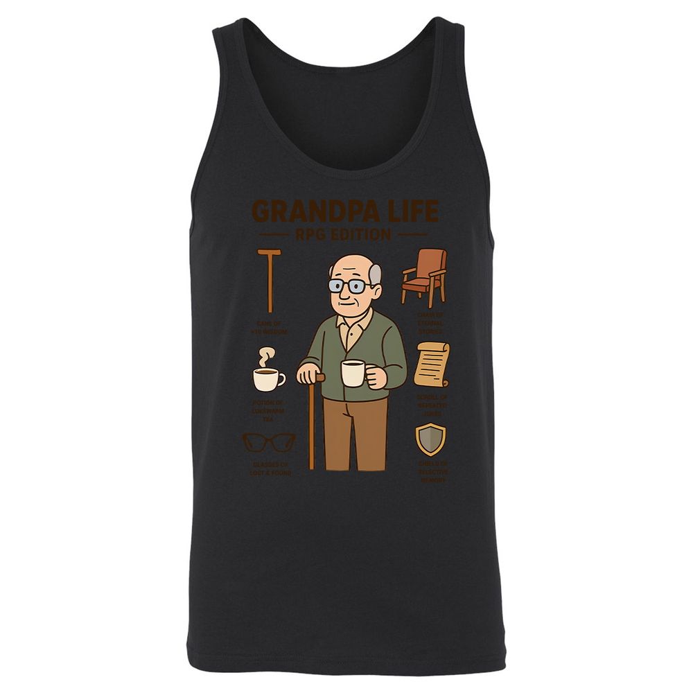 Grandpa Life RPG Edition Unisex Jersey Tank - Black - 14