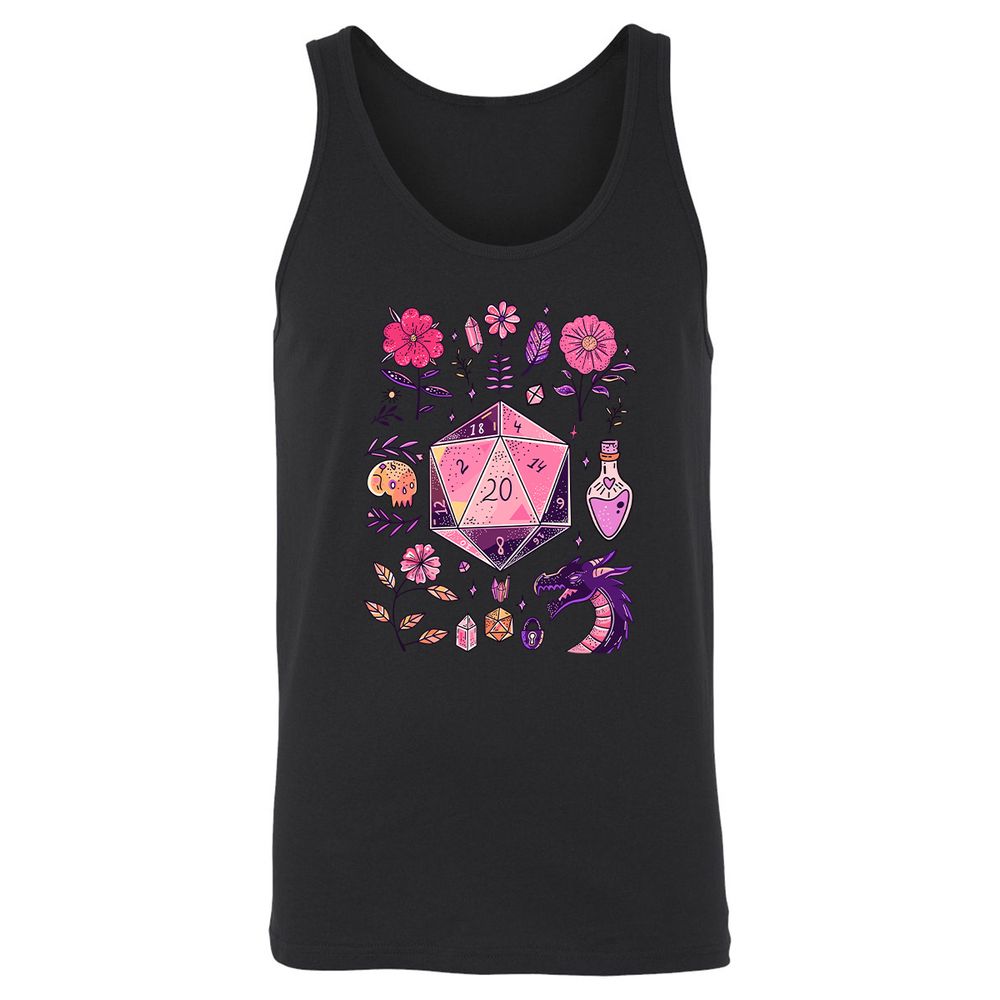 Mystic D20 Floral Dice Art - Black - 14