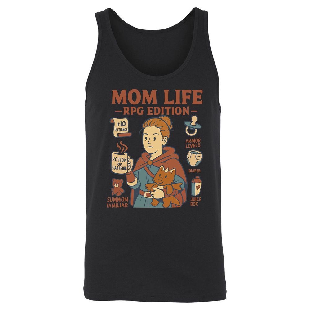 Mom Life RPG Edition Unisex Jersey Tank - Black - 14