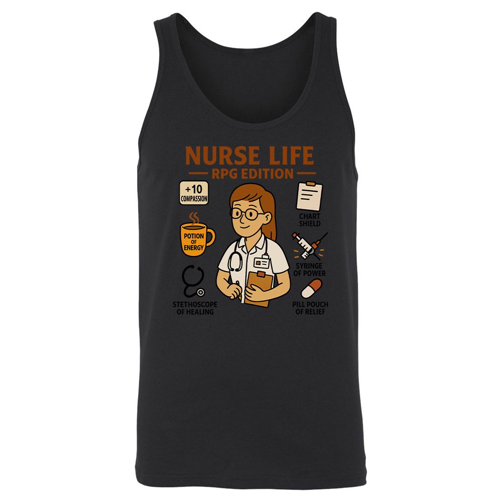 Nurse Life RPG Edition Unisex Jersey Tank - Black - 14
