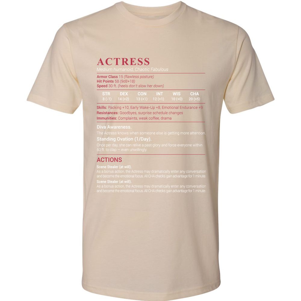 Actress Stats Premium Unisex T-Shirt - Cream - 14
