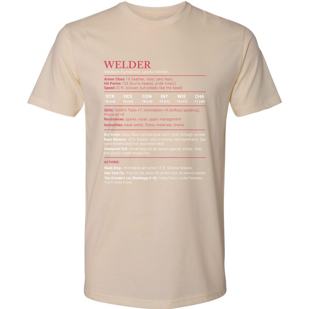 Welder Stats Premium Unisex T-Shirt - Cream - 14