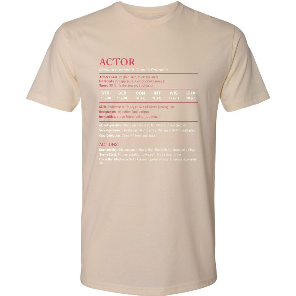 Actor Stats Premium Unisex T-Shirt - Cream - 14