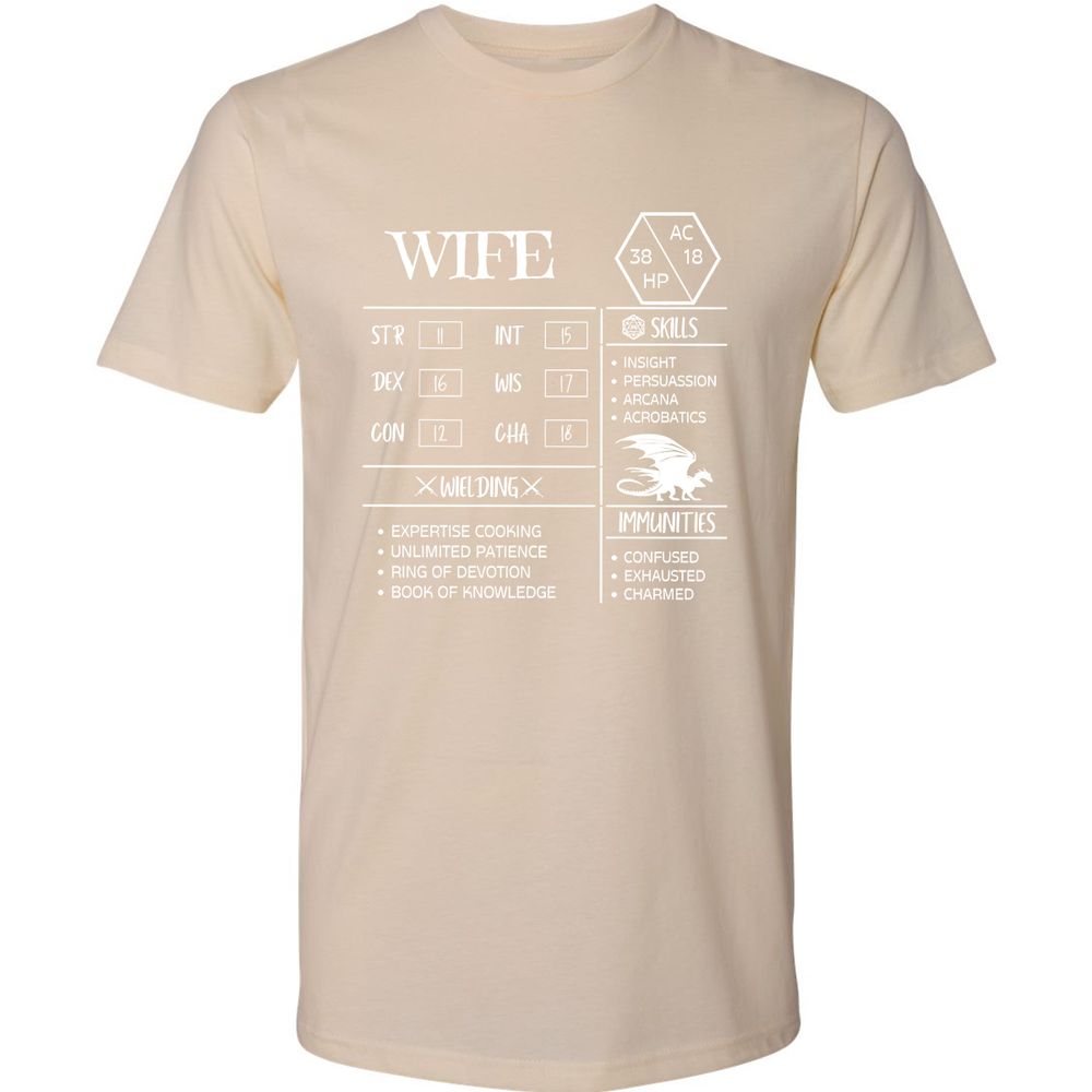 Wife Stats 2 Premium Unisex T-Shirt - Cream - 14