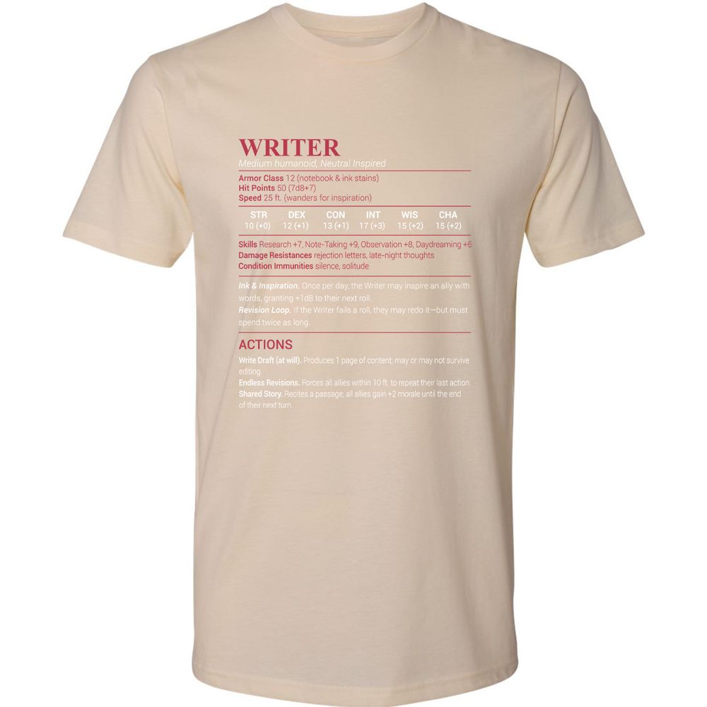 Writer Premium Unisex T-Shirt - Cream - 14