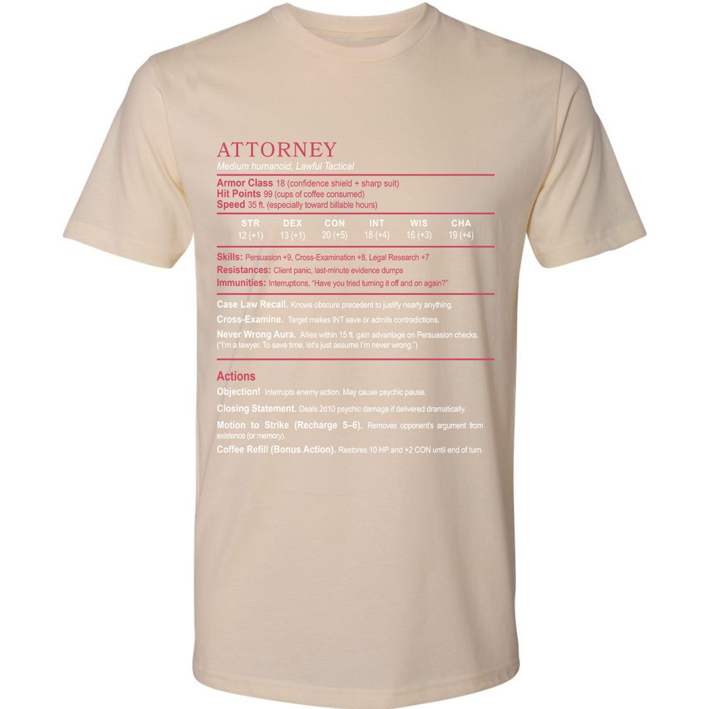 Attorney Premium Unisex T-Shirt - Cream - 14