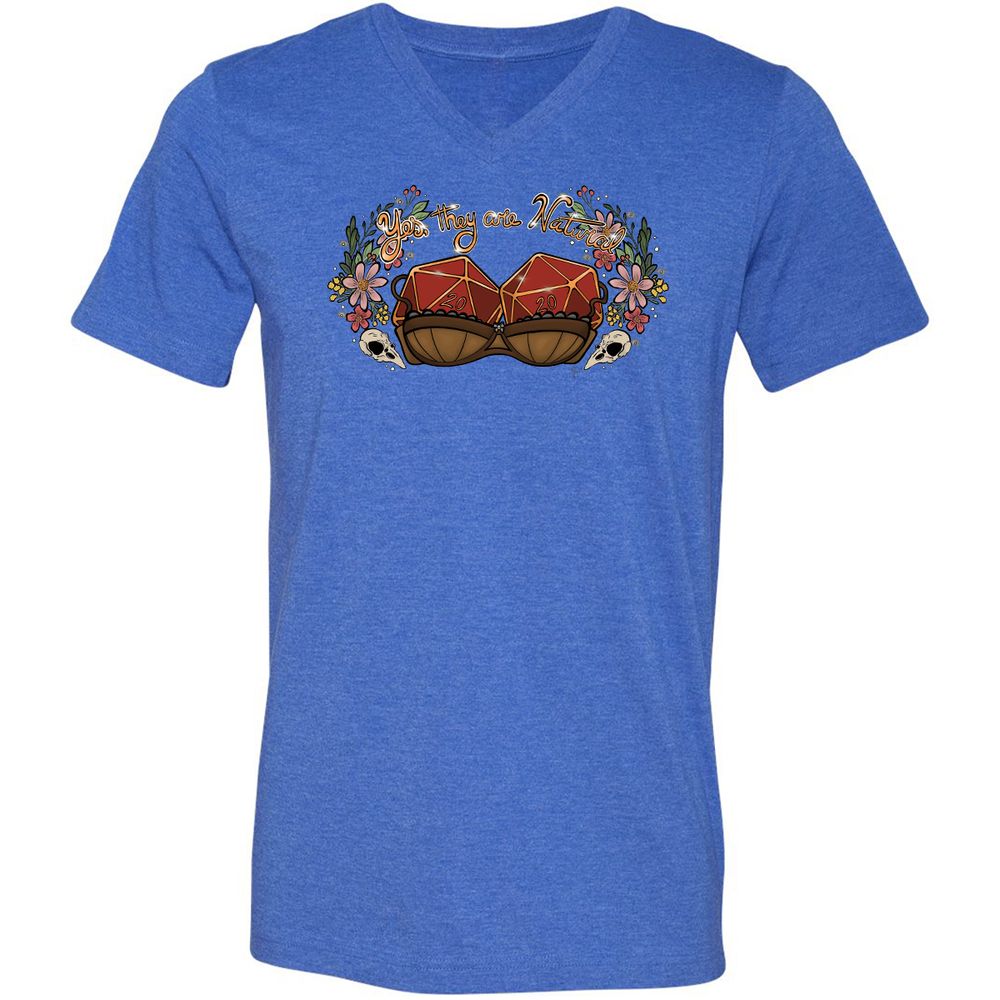 Yes They're Natural Unisex V-Neck T-Shirt - Heather True Royal - 14